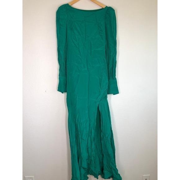 De La Vali Presley Gown Long Balloon Sleeves Green US 6 - Picture 5 of 16